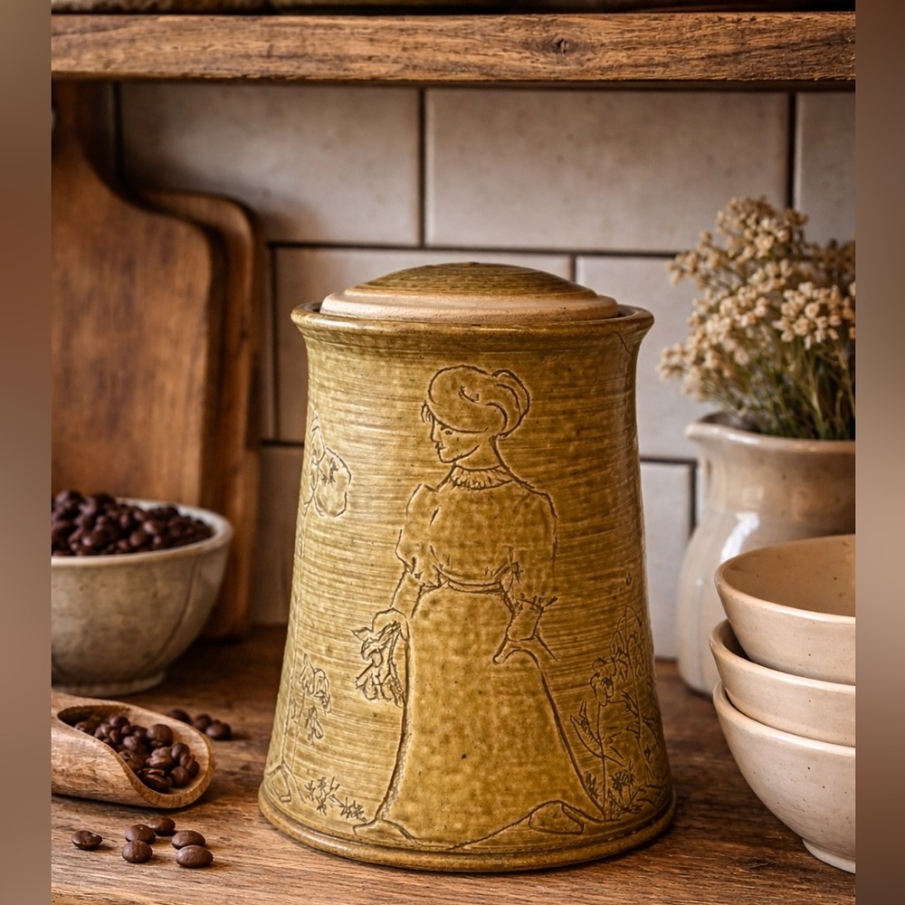 Vintage Handmade Studio Pottery Lidded Canister Vase – Storage Jar